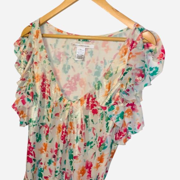 LUPE Diane Von Furstenburg Rainbow Garden Shimmer Flutter Tiered Mini dress - Picture 10 of 15